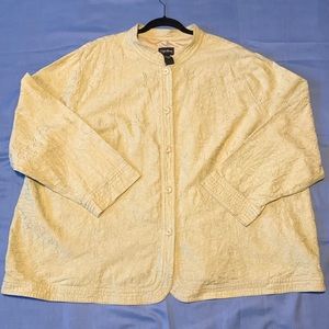 Maggie Barnes 5X celadon embroiled Lin Blend Jacket